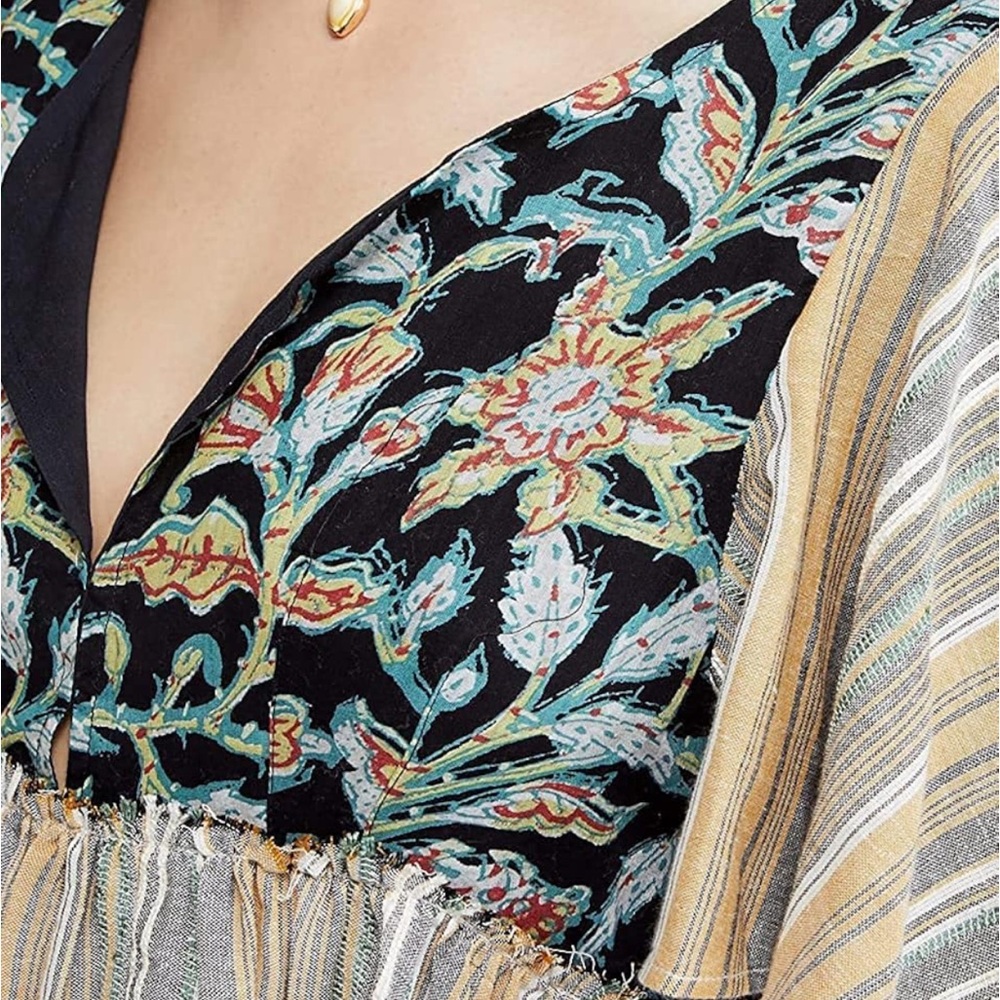 Free People Women's Under The Sun Tunic, Black Combo, Size Large - Picture 3 of 10